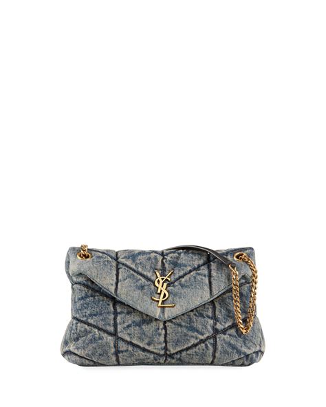 saint laurent loulou ysl small quilted denim shoulder bag|LOULOU SMALL IN QUILTED LEATHER .